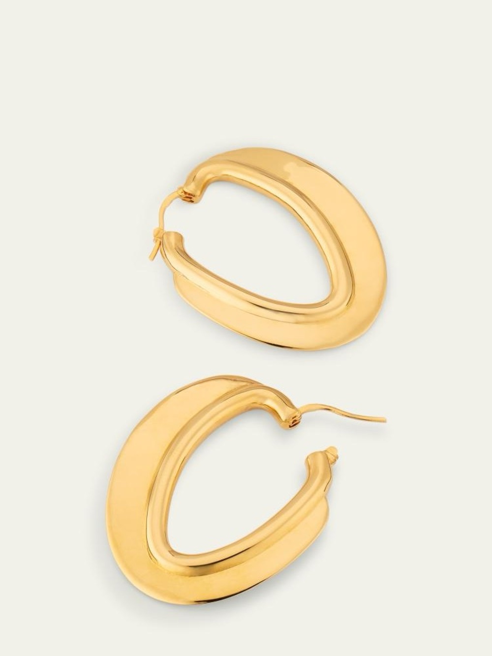 NWOT OSCAR DE LA RENTA O Disc Hoop Earrings Gold 32mm w/ Dust Bag Italy